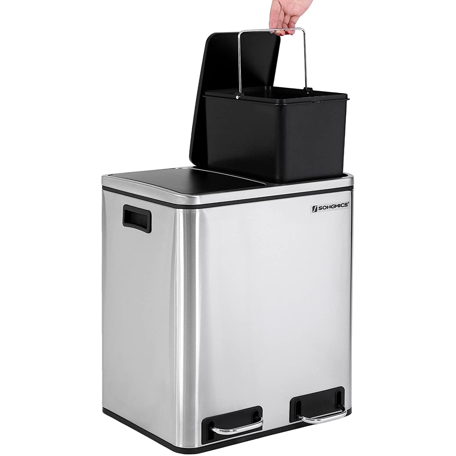 Nancy's Amendoeira Prullenbak - Afvalscheiding - Pedaalemmer - Afvalemmer - Zilver - RVS - 30 Liter
