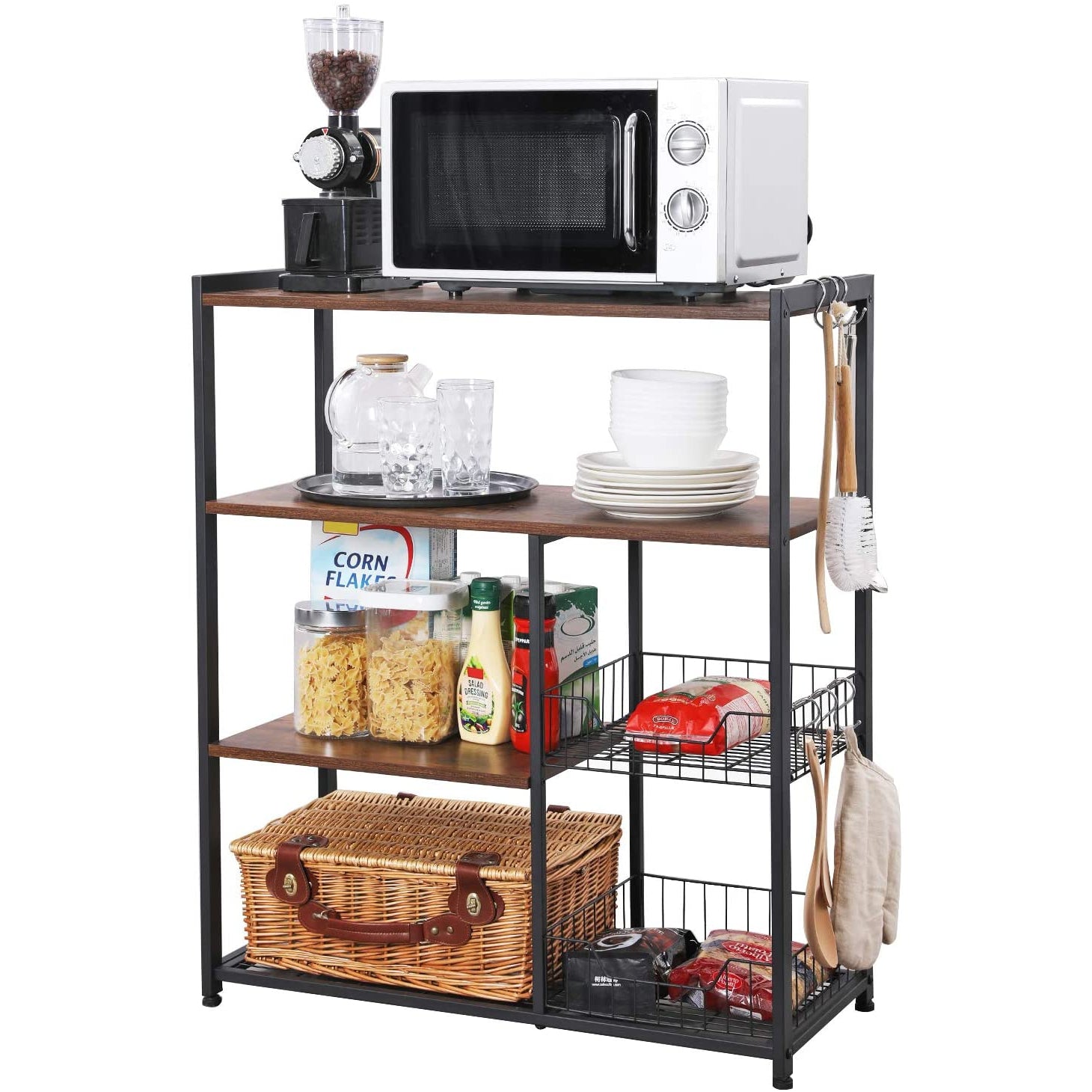 Nancy's Carrapatas Keukenkast - Keukentrolley - Keukenrek - Vintage Bruin / Zwart - 80 x 35 x 95 cm
