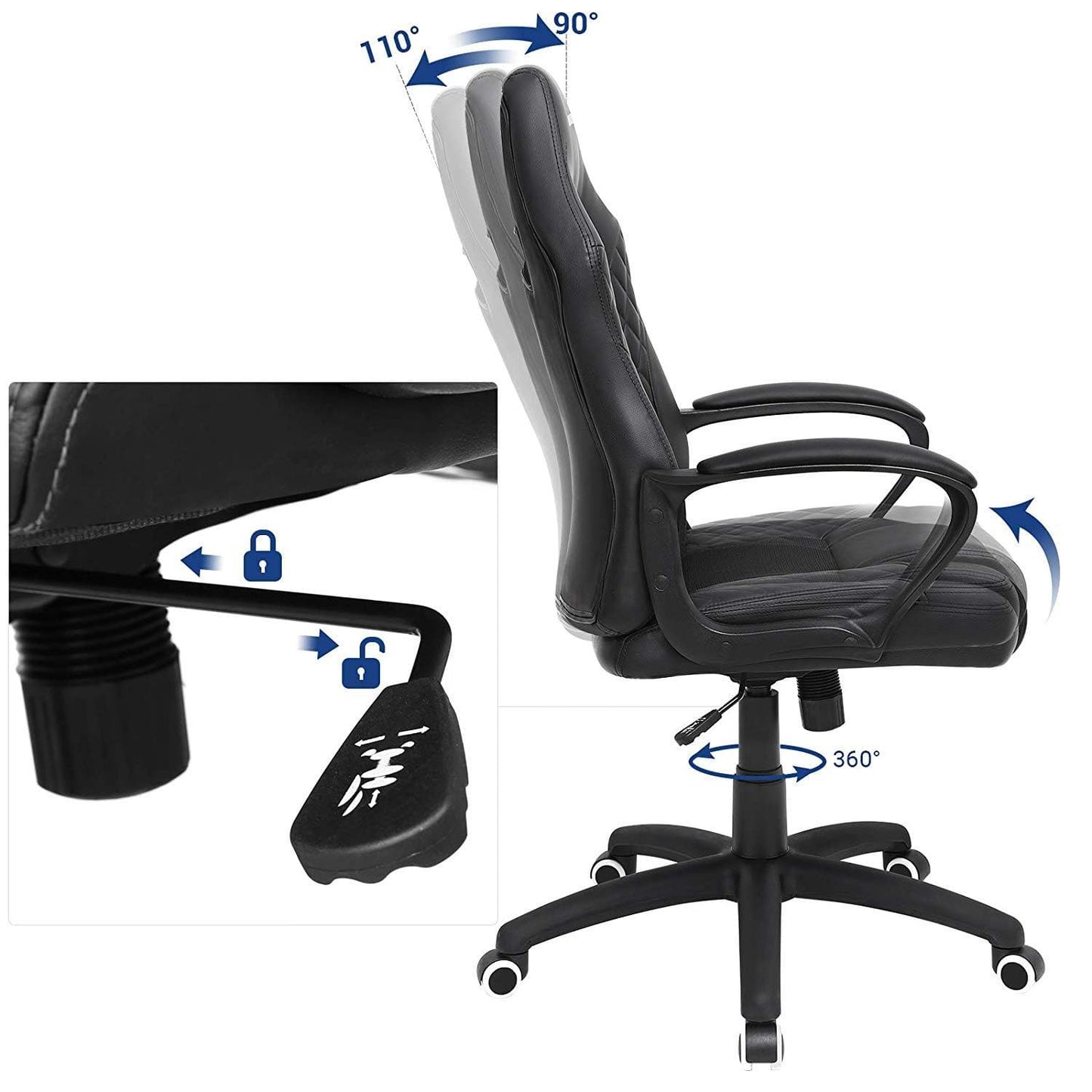 Nancy's Bellerose Bureaustoel - Gamestoel - In Hoogte Verstelbaar - Ergonomisch - Zwart