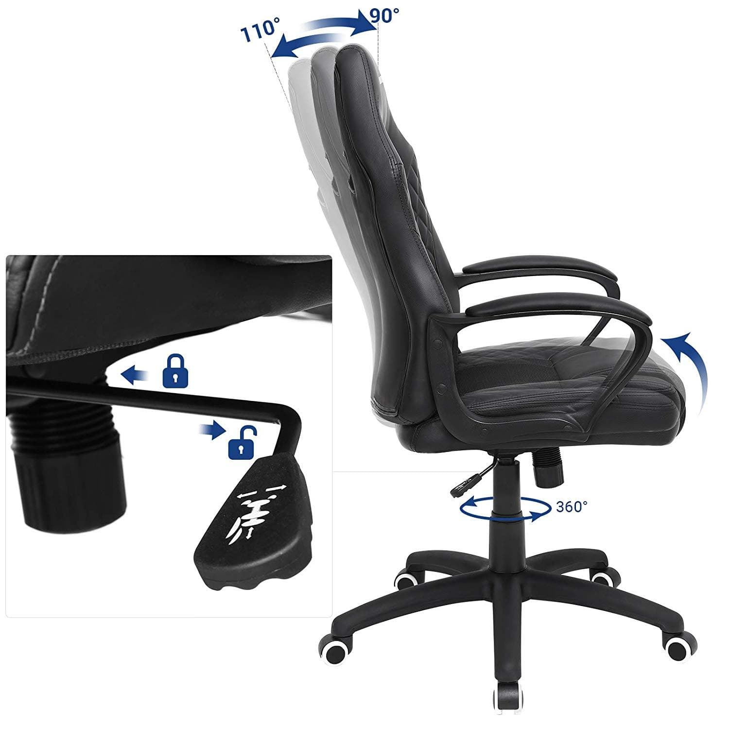 Nancy's Bellerose Bureaustoel - Gamestoel - In Hoogte Verstelbaar - Ergonomisch - Zwart