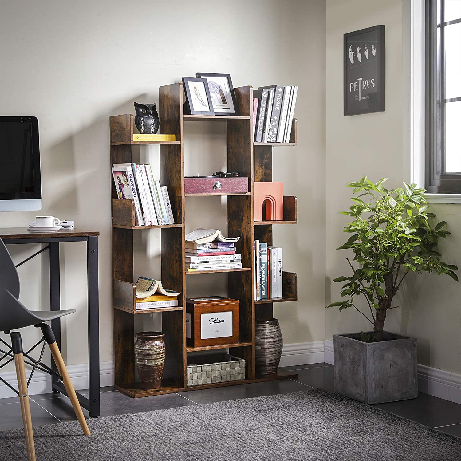 Nancy's Tara Boekenkast - Boekenregaal - Opbergkast - Wandkast - Bruin - ± 85 x 25 x 140 cm