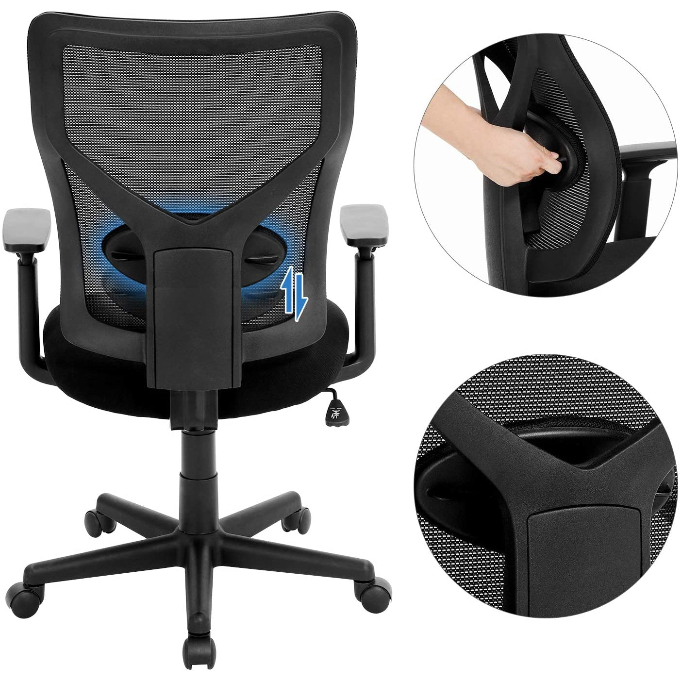 Nancy's Bristol Bureaustoel - Kantoorstoel - Ergonomische Computerstoel - Verstelbaar - Zwart
