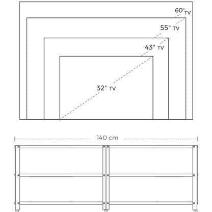 Nancy's Garfield Tv Meubel - Tv Meubels - Tv Kast Industrieel - Salontafel - Bruin - 160 x 39.2 x 50 cm (L x B x H)