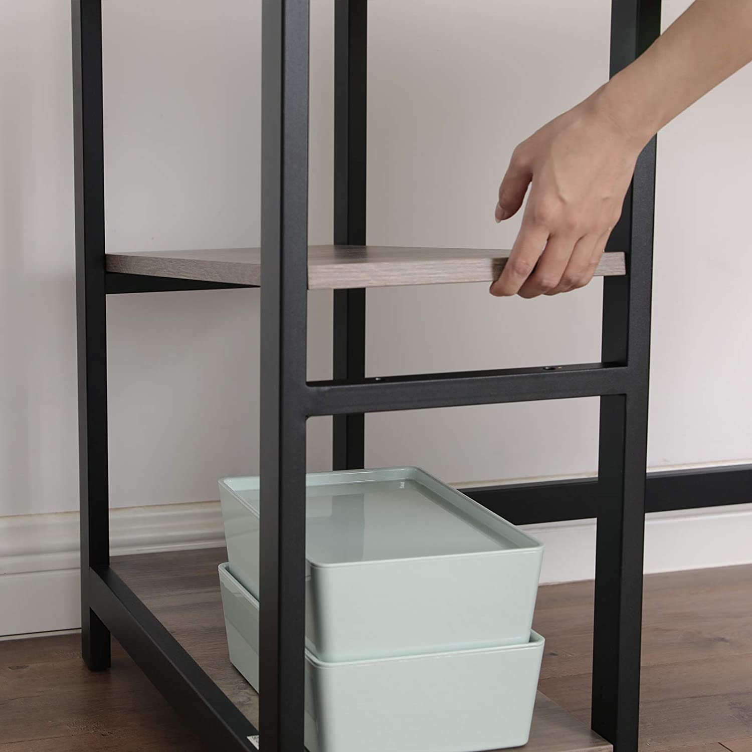 Nancy's Lenox Hill Hoekbureau - L-vormige Computertafel - Bureau - Grijs / Zwart - ± 140 x 140 x 75 cm
