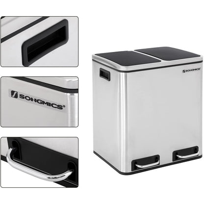 Nancy's Amendoeira Prullenbak - Afvalscheiding - Pedaalemmer - Afvalemmer - Zilver - RVS - 30 Liter