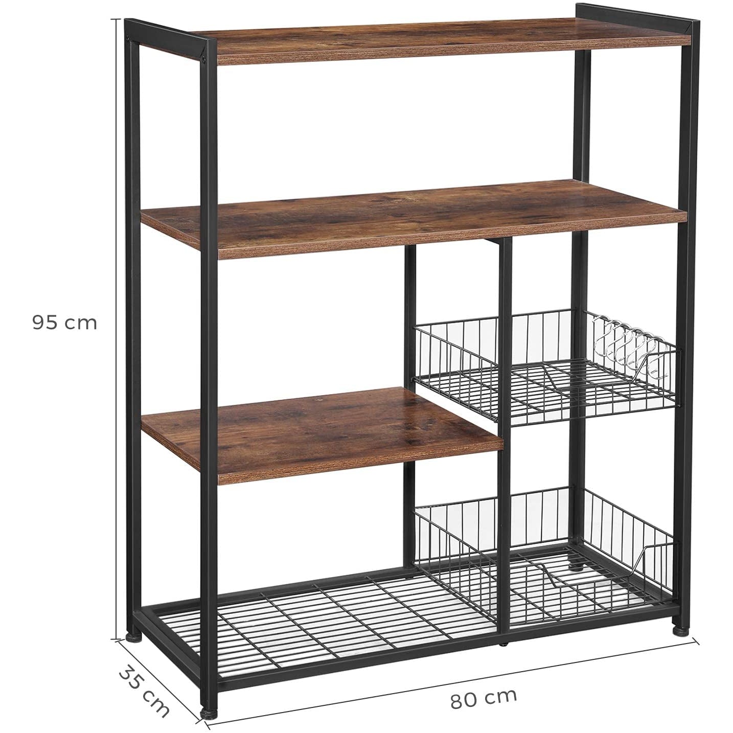 Nancy's Carrapatas Keukenkast - Keukentrolley - Keukenrek - Vintage Bruin / Zwart - 80 x 35 x 95 cm