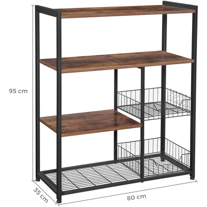 Nancy's Keukenkast Industrieel - Keukentrolley - Keukenkasten - Keukenkastje Organizer - Haken en Planken - Magnetronrek - Vintage - 80 x 35 x 95 cm