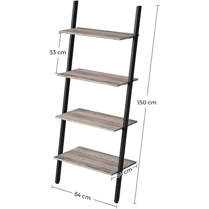 Nancy's Boekenkast - Vintage Kast - Wandkast - Boekenkasten - Grijs/Zwart - 64 x 35 x 150 cm (L x B x H)