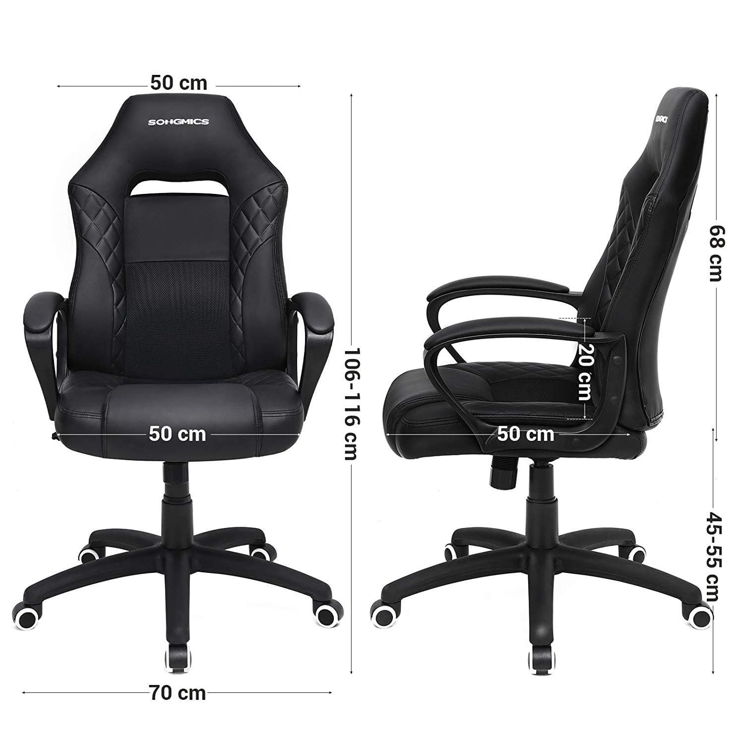 Nancy's Bellerose Bureaustoel - Gamestoel - In Hoogte Verstelbaar - Ergonomisch - Zwart
