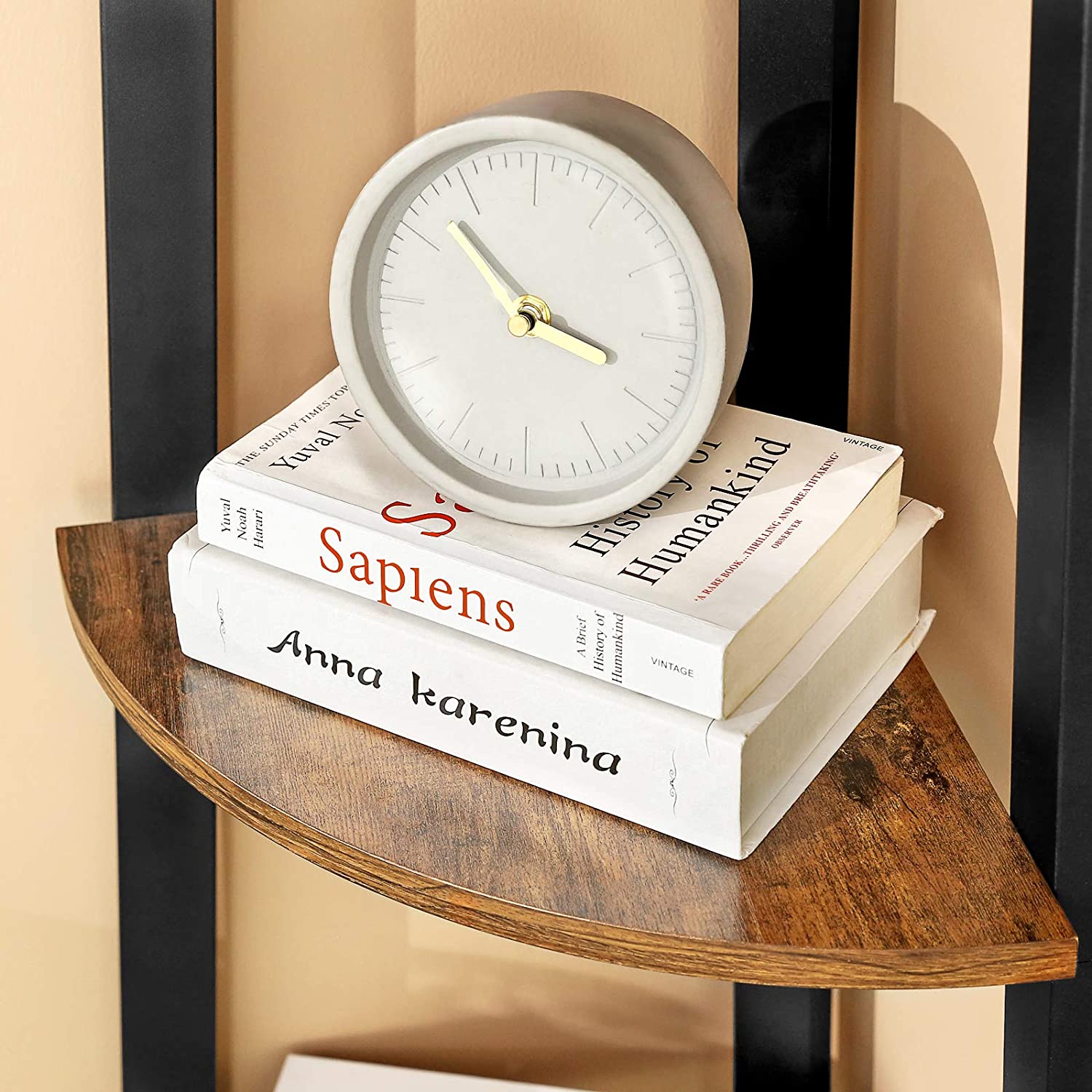 Nancy's Hareda Hoekkast Industrieel - Boekenkast - Wandkast - Bruin / Zwart - Hout / Staal - ± 35 x 35 x 125 cm