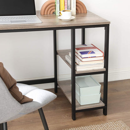 Nancy's Lenox Hill Hoekbureau - L-vormige Computertafel - Bureau - Grijs / Zwart - ± 140 x 140 x 75 cm