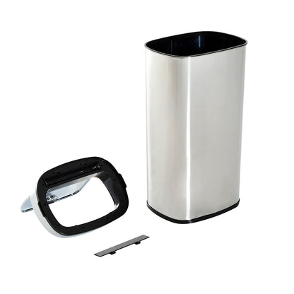 Nancy's Camarillo Trash Can - 68L - Garbage Bin - Automatic Garbage Bin - Motion Sensor - Stainless Steel - Silver - Black - 40.5 x 29.5 x 78 cm
