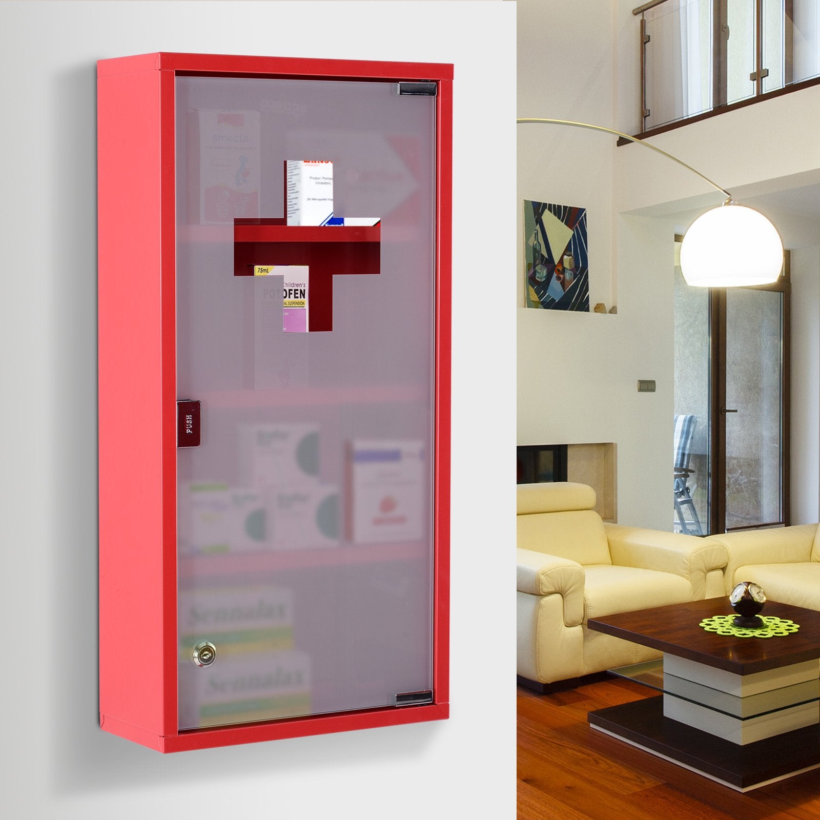 Nancy's Gondim Medicijnkast - Apothekerskastje - Badkamerkastje - RVS / Glas - ± 30 x 10 x 60 cm
