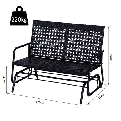 Nancy's Carson Swing Bench - Garden Swing - Garden Bench - Polyrattan - 2-Seater - Black - 120 x 76 x 90 cm