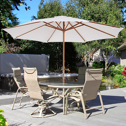 Nancy's Buckeye Parasol - Tuinparaplu - Hout - Marktparaplu - Wit - Ø 270 cm