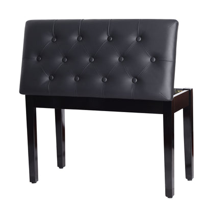 Nancy's Elkton Stool - Piano Bench - Piano Stool - Make-Up Stool - Storage Space - 76 x 36 x 50 cm - Faux Leather - Hardwood - Black