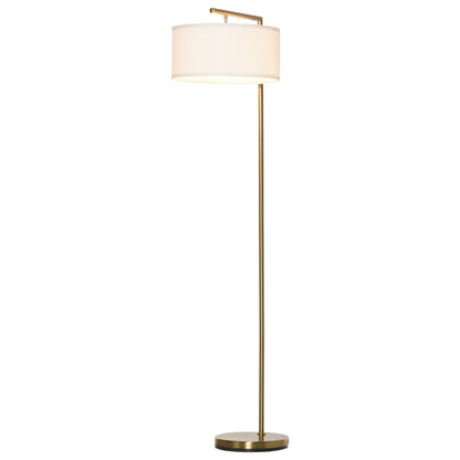 Nancy's Springville Vloerlamp - Staal/Linnen - Klassiek - Goud - 47 x 37 x 153 cm