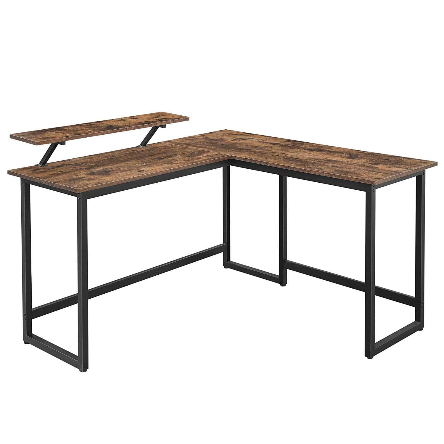Nancy's Henderson Hoekbureau - Bureau - Computertafel - Bruin / Zwart - ± 140 x 130 x 90 cm