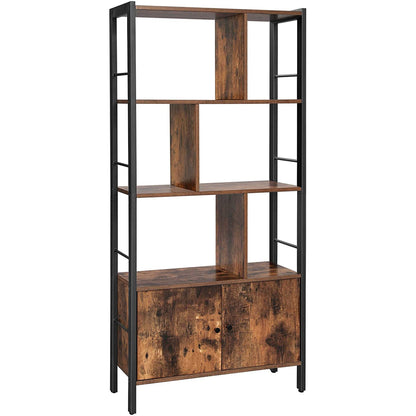 Nancy's Steve Boekenkast - Wandkast - Opbergkast - Vintage Bruin / Zwart - ± 75 x 30 x 155 cm