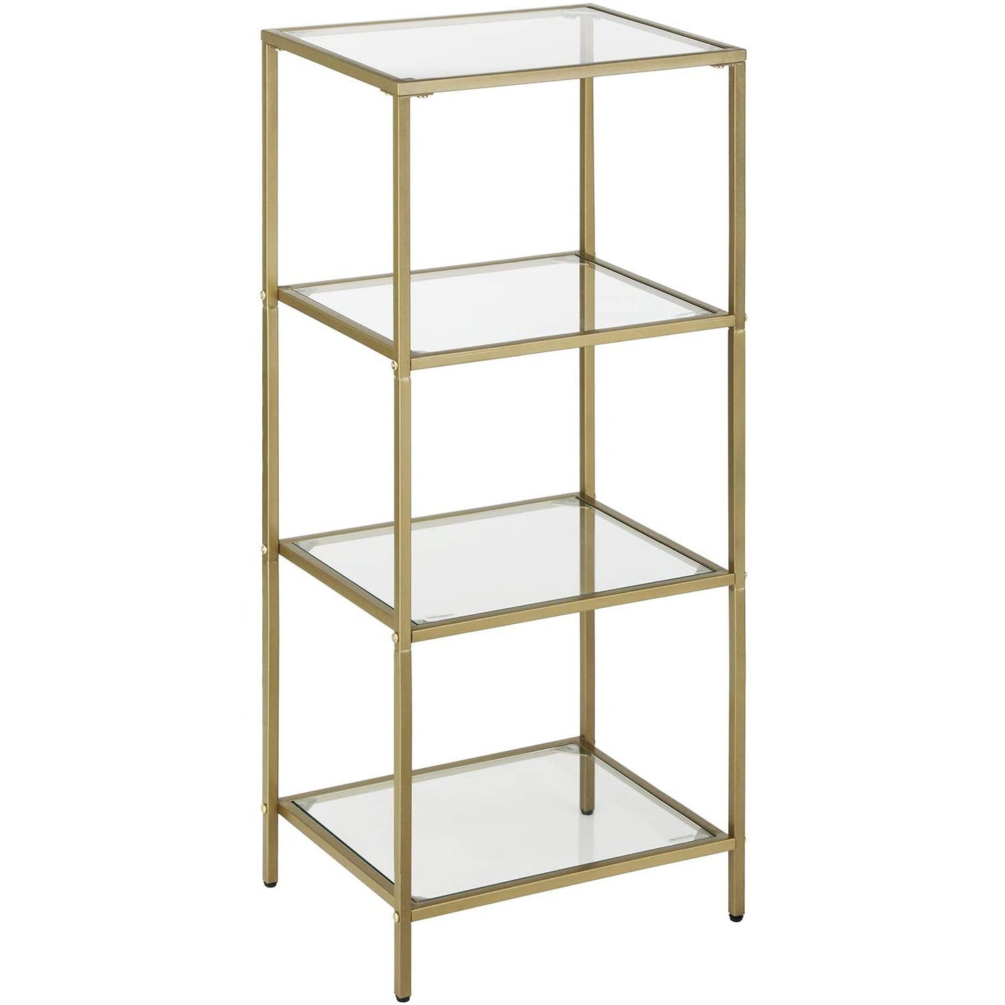 Nancy's Brighton 2 Side Table - Rectangular Glass Table - Golden Iron Frame - Bathroom Cabinet - Adjustable Legs - 40 x 30 x 95 cm (L x W x H)