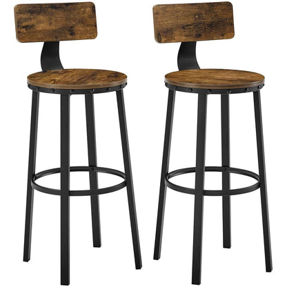 Tabourets de bar Gordon de Nancy 2 pièces - Chaises de bar avec repose-pieds - Tabouret de bar industriel - Industriel - Stable - 37 x 46,5 x 99 cm (L x L x H) 