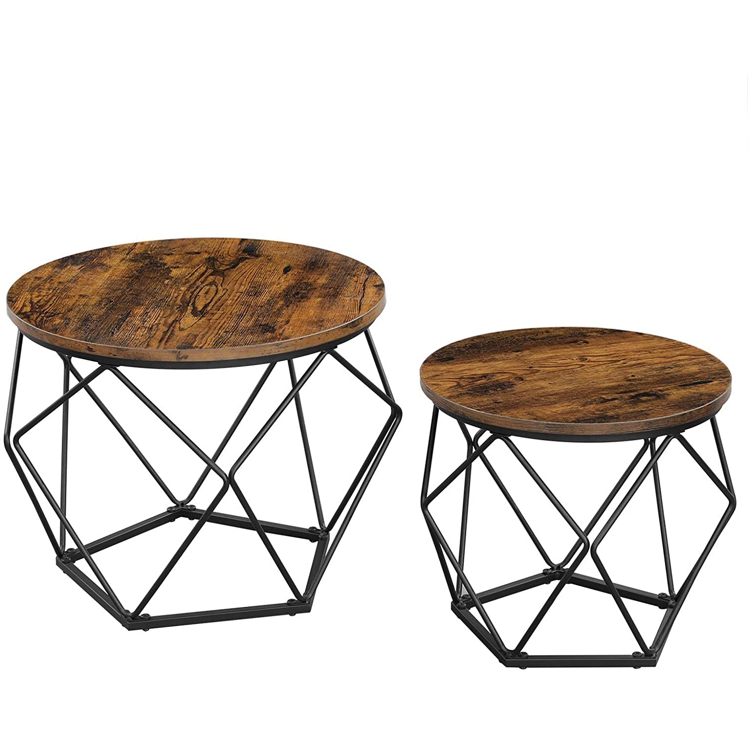 Nancy's Othello Side tables - Set of 2 - Industrial - Table - Bedside tables - Brown - 40 x 40 x 55 cm