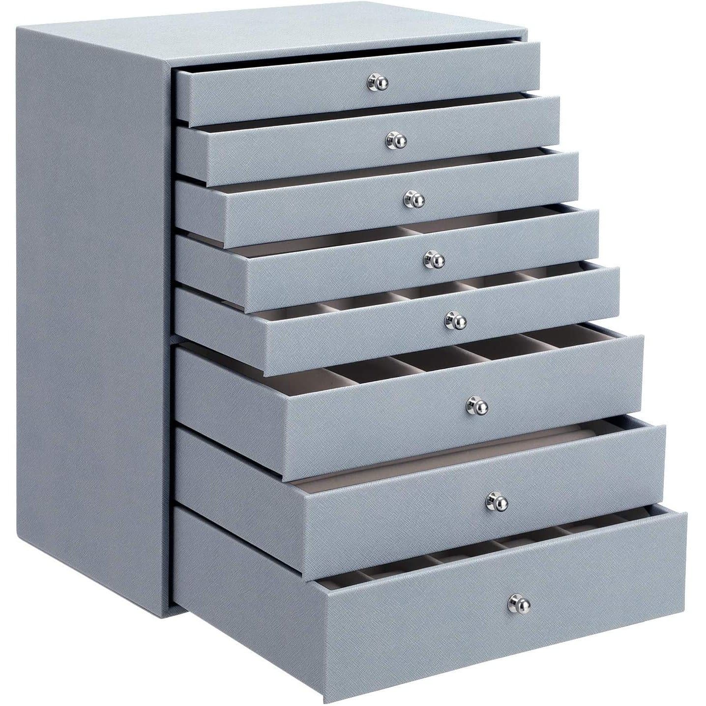 Nancy's Sieradendoos - Met 8 lagen - Juwelendoos - Sieradenbox - Grijs - 28,7 x 20,2 x 36,5 cm