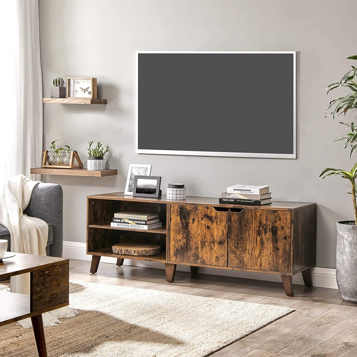 Nancy's Big Oaks 2 TV Kast - TV Meubel Industrieel - TV-Tafel Retro - Industrieel - Bruin - 140 x 40 x 50 cm