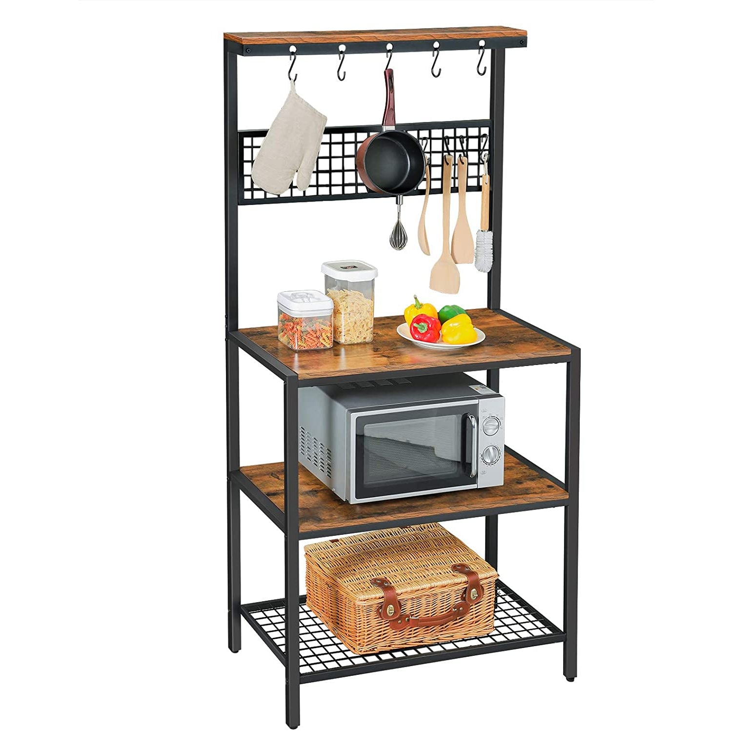 Nancy's Gordons Kitchen Cabinet - Kitchen Rack - Kitchen Cabinets - Standing Rack with Hooks and Shelves - 84 x 40 x 170 cm