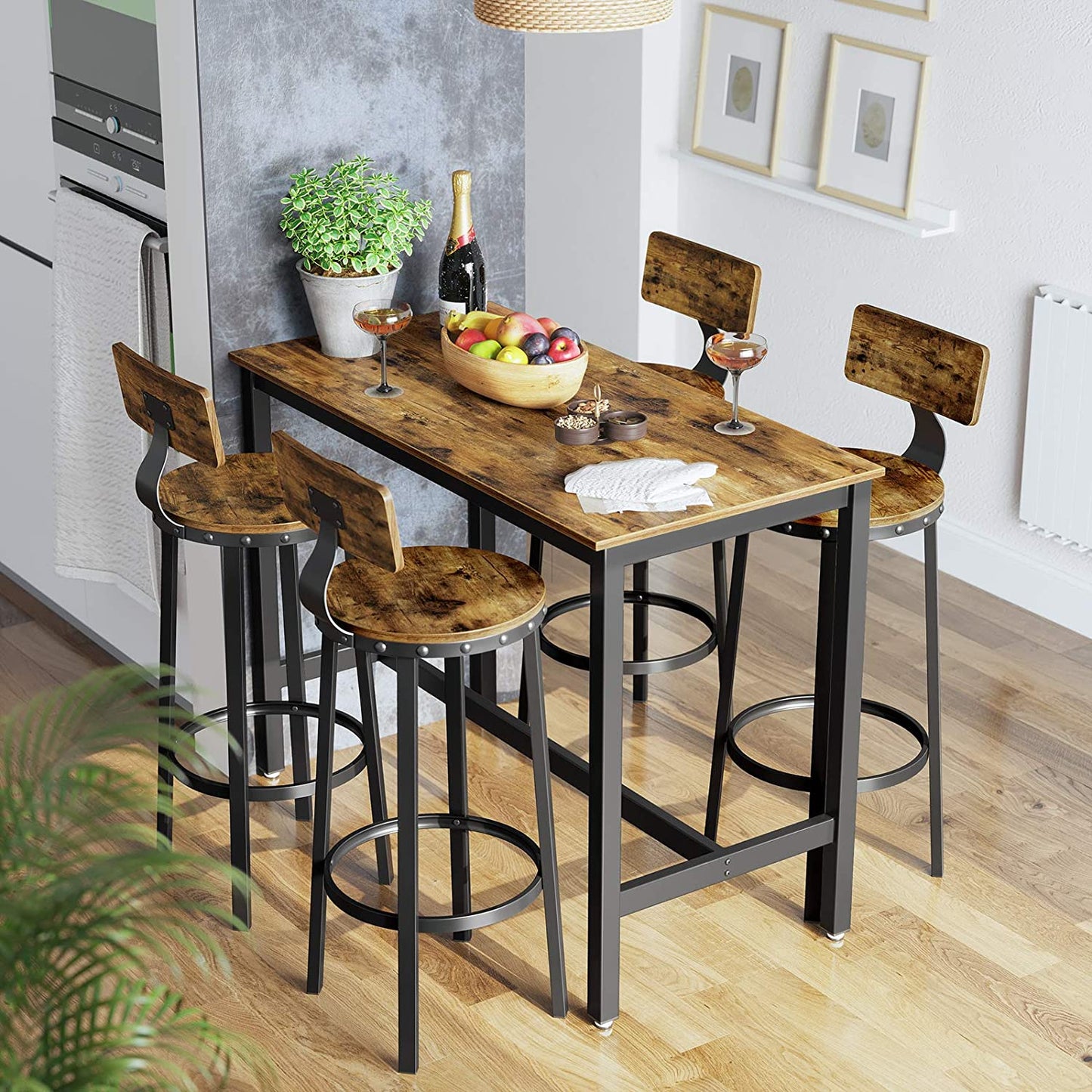 Nancy's Gordon Bar Stools 2 Pieces - Bar Chairs with Footrest - Bar Stool Industrial - Industrial - Stable - 37 x 46.5 x 99 cm (L x W x H) 