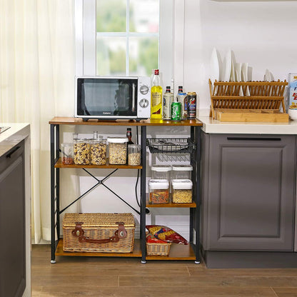 Armoire de cuisine industrielle de Nancy - Chariot de cuisine - Armoires de cuisine - Organisateur d'armoires de cuisine - Crochets et étagères - Support pour micro-ondes - Vintage - 90 x 40 x 84 cm
