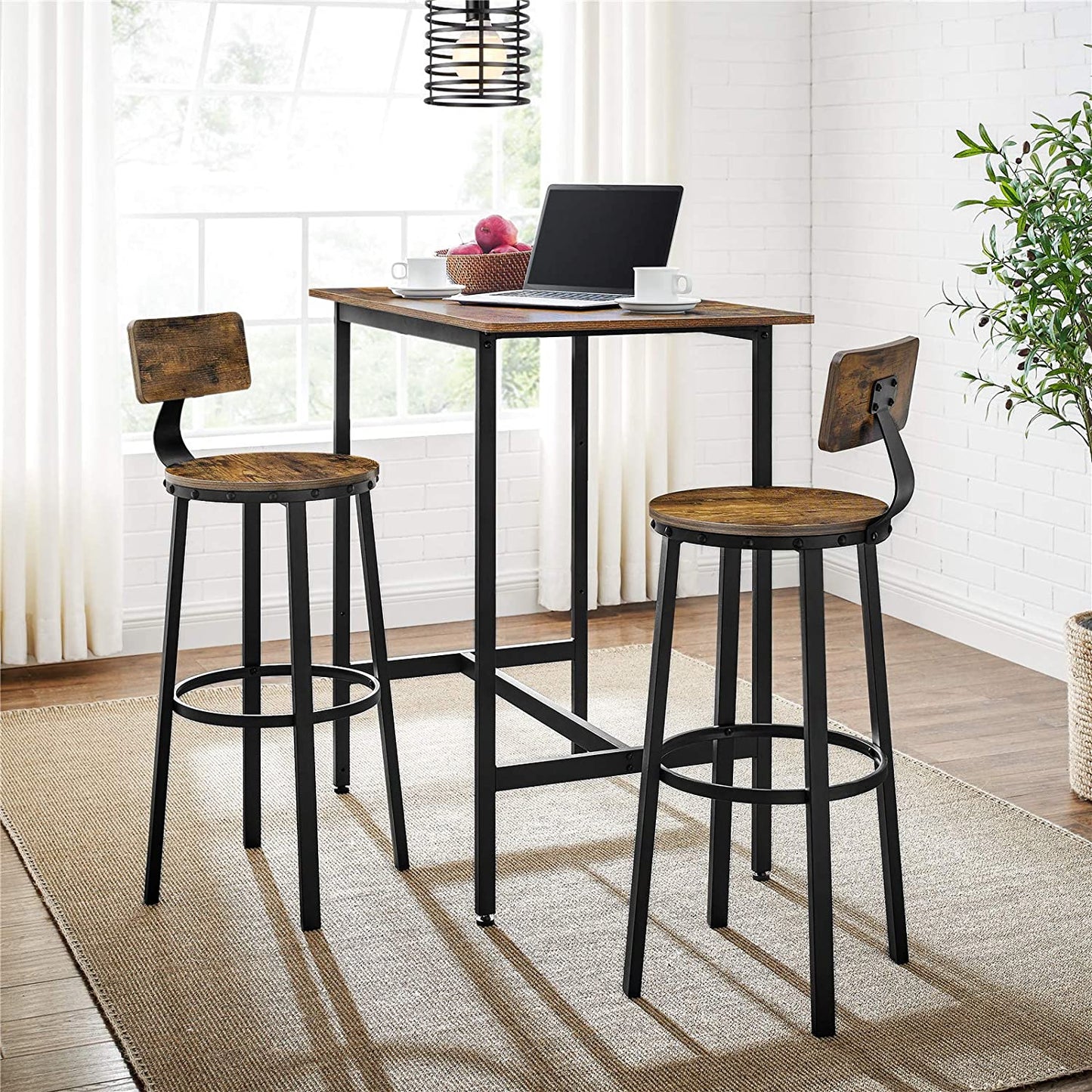 Tabourets de bar Gordon de Nancy 2 pièces - Chaises de bar avec repose-pieds - Tabouret de bar industriel - Industriel - Stable - 37 x 46,5 x 99 cm (L x L x H) 