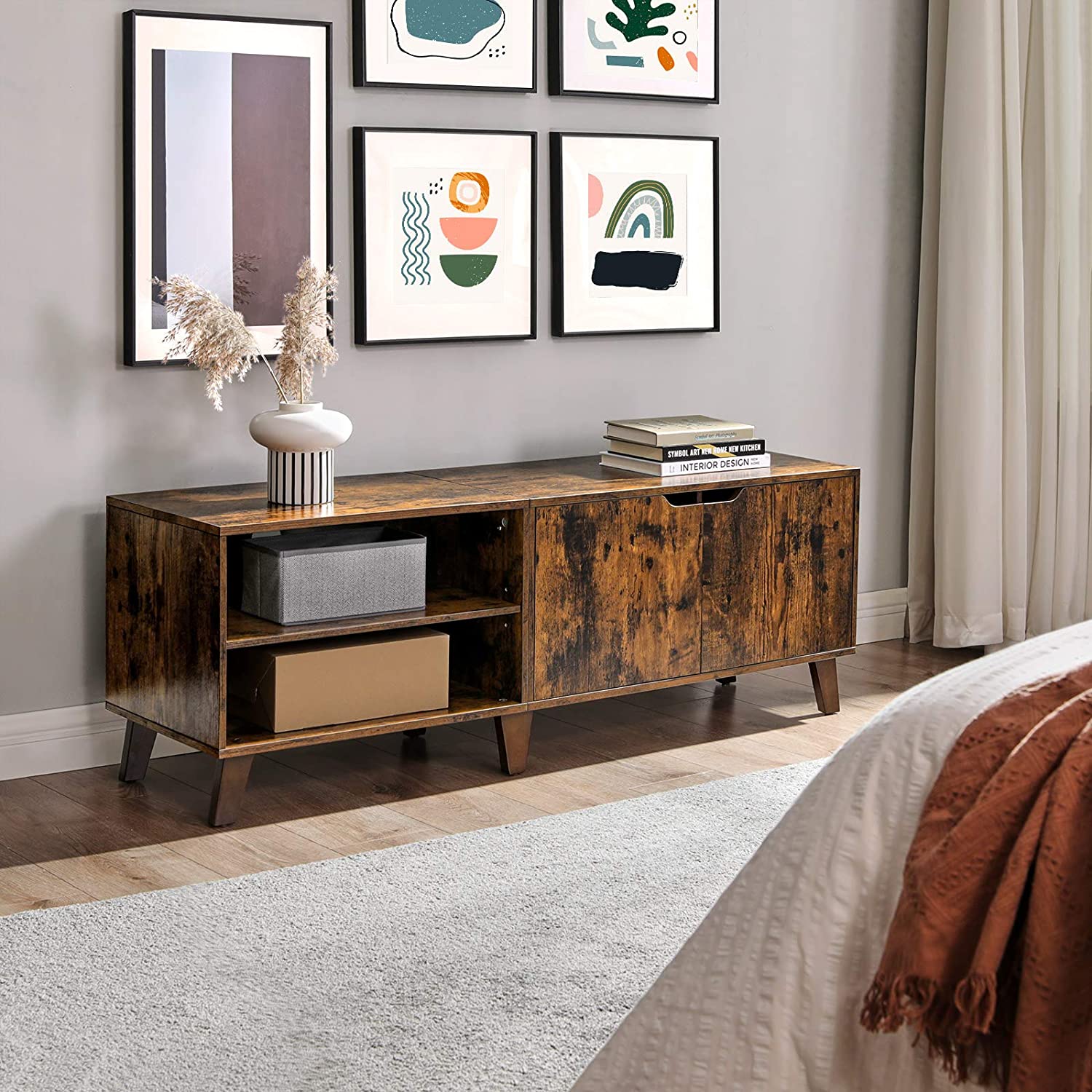 Nancy's Big Oaks TV kast - TV Meubel - Vintage Bruin - Spaanplaat - 140 x 40 x 50 cm