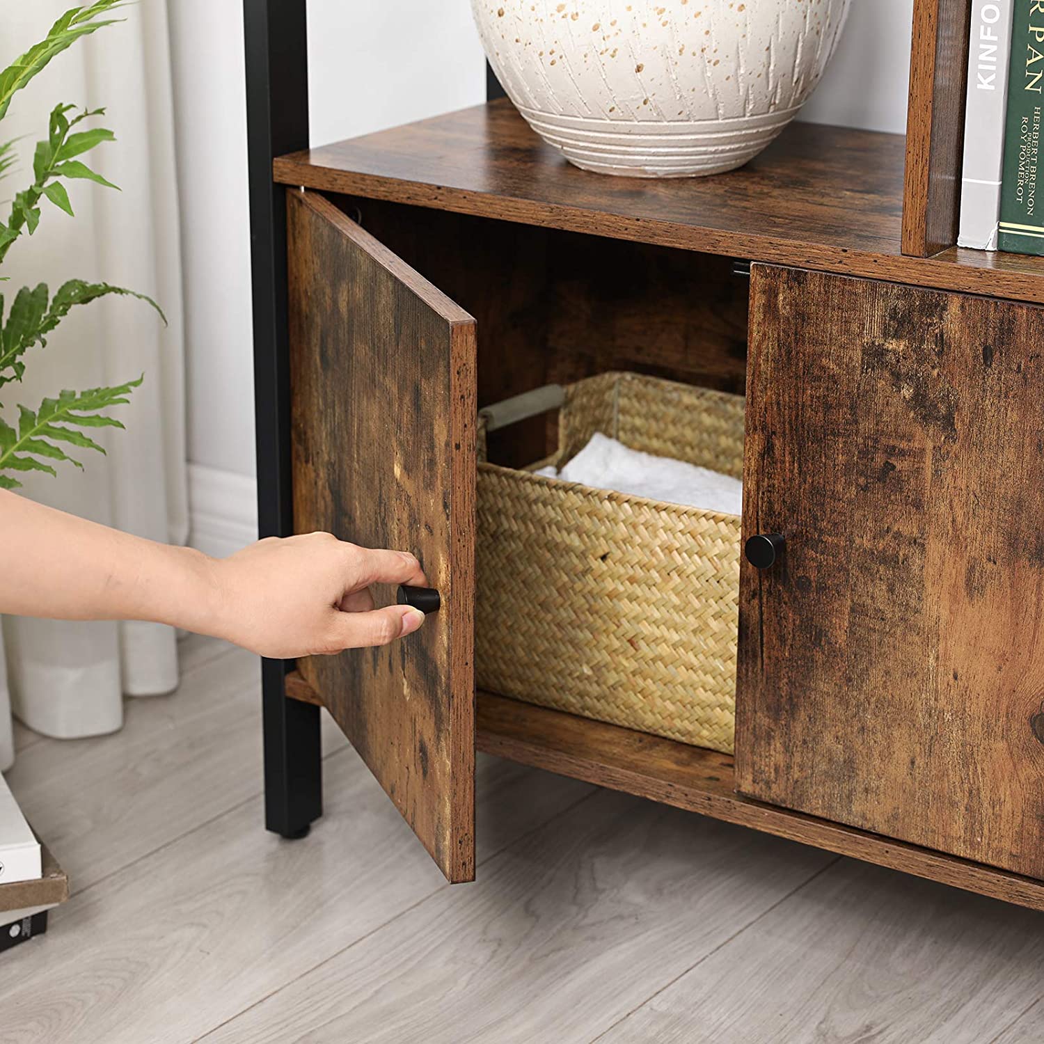 Nancy's Steve Boekenkast - Wandkast - Opbergkast - Vintage Bruin / Zwart - ± 75 x 30 x 155 cm