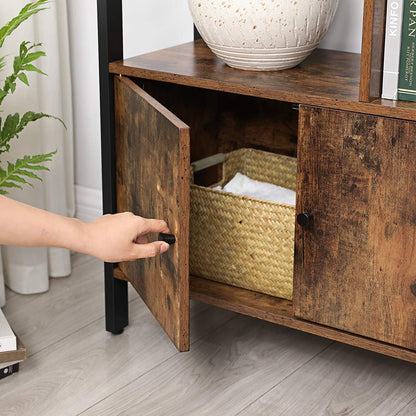 Nancy's Steve Boekenkast - Wandkast - Opbergkast - Vintage Bruin / Zwart - ± 75 x 30 x 155 cm