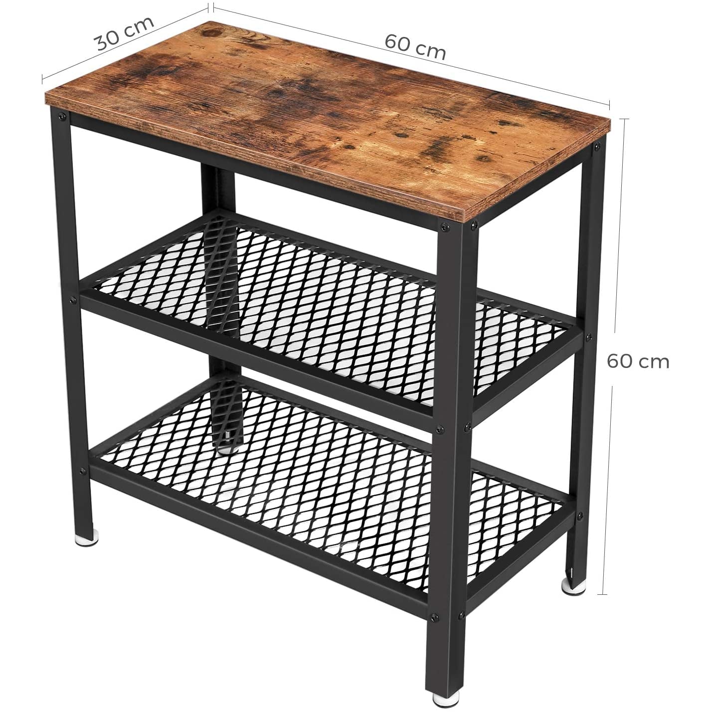 Nancy's Deluxe Bijzettafel - Met Opbergplanken - Vintage - 60 x 30 x 60 cm