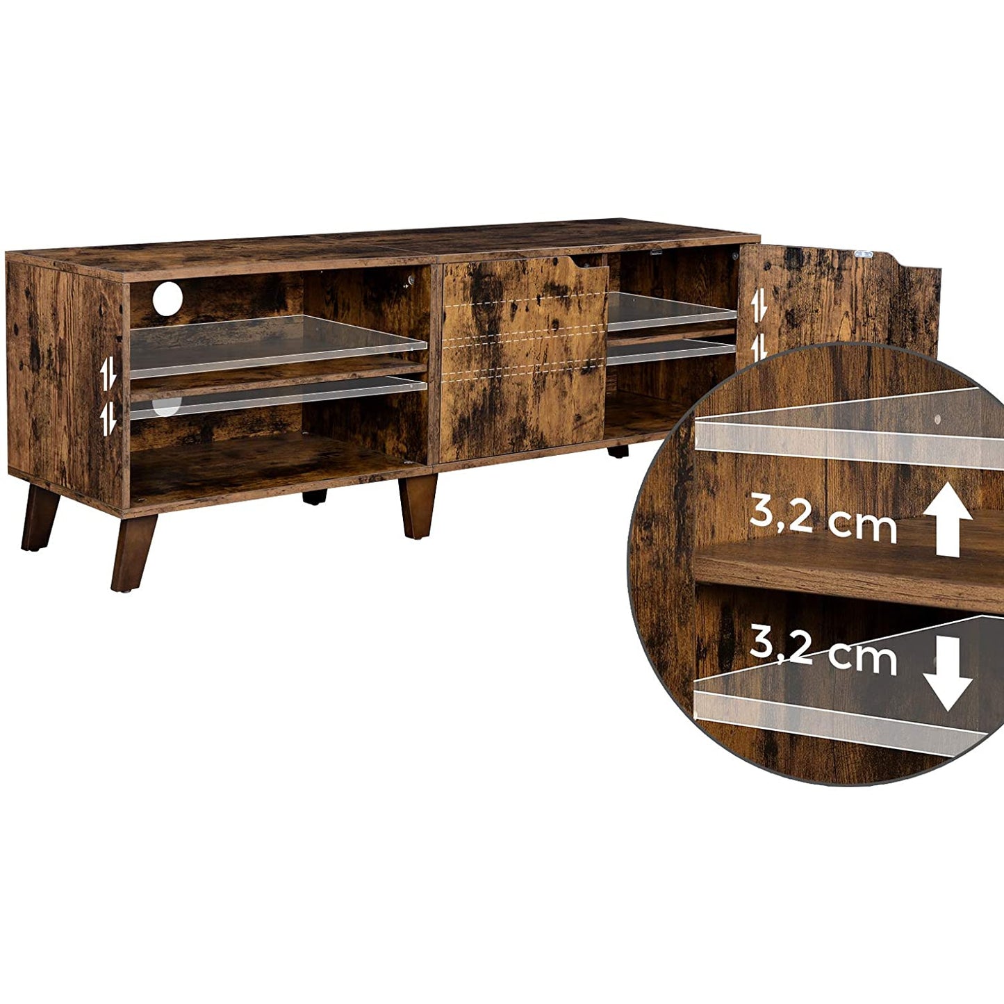 Nancy's Big Oaks 2 TV Kast - TV Meubel Industrieel - TV-Tafel Retro - Industrieel - Bruin - 140 x 40 x 50 cm