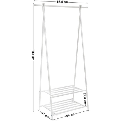 Nancy's Kledingrek -  Kledingstandaard Met Schoenenrek - Wit - 83 x 41,5 x 6,4 cm