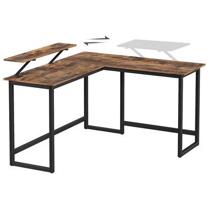 Nancy's Henderson Hoekbureau - Bureau - Computertafel - Bruin / Zwart - ± 140 x 130 x 90 cm