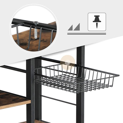 Nancy's Keukenkast Industrieel - Keukentrolley - Keukenkasten - Keukenkastje Organizer - Haken en Planken - Magnetronrek - Vintage - 90 x 40 x 84 cm