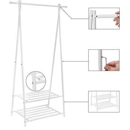 Nancy's Kledingrek -  Kledingstandaard Met Schoenenrek - Wit - 83 x 41,5 x 6,4 cm