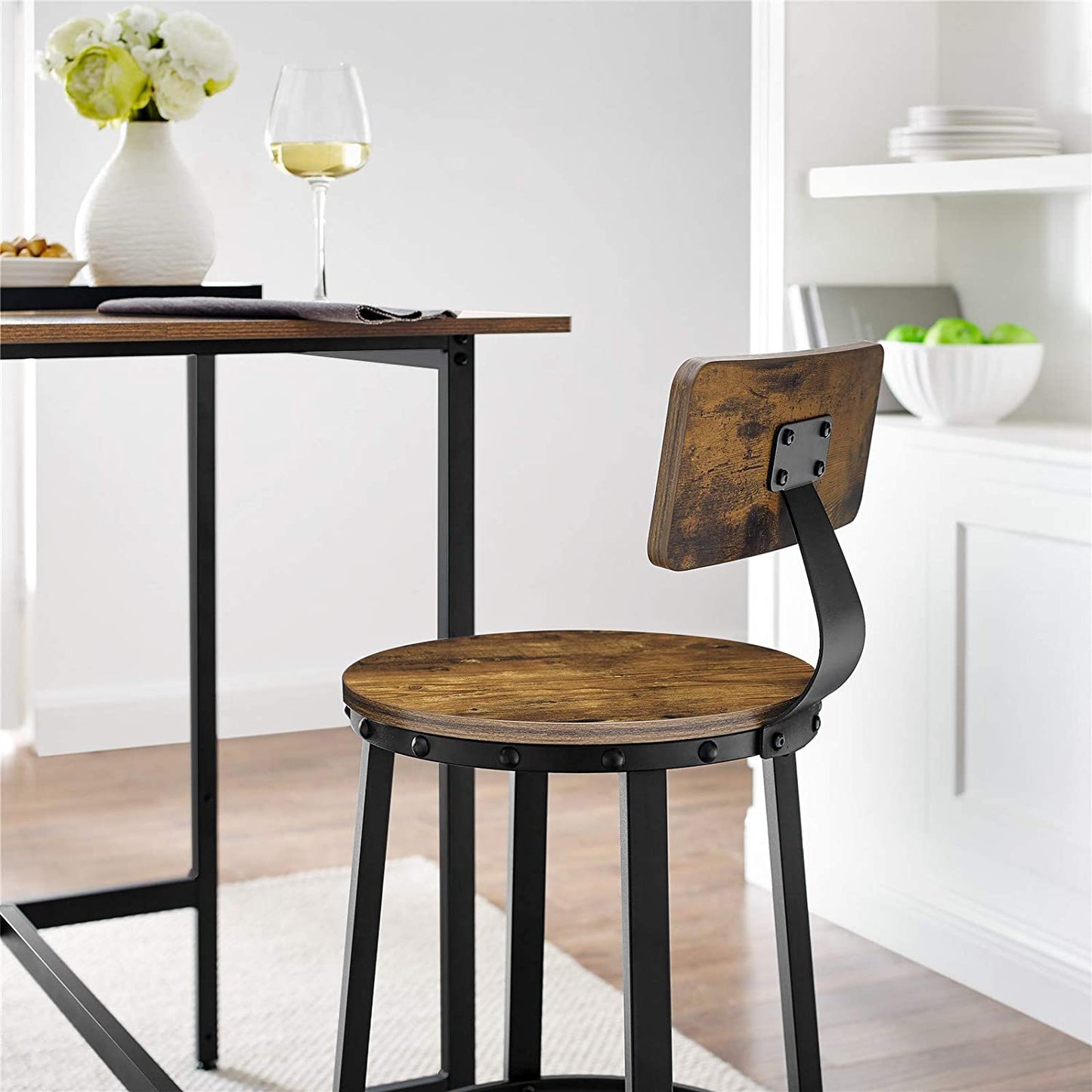 Tabourets de bar Gordon de Nancy 2 pièces - Chaises de bar avec repose-pieds - Tabouret de bar industriel - Industriel - Stable - 37 x 46,5 x 99 cm (L x L x H) 
