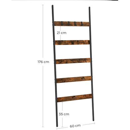Nancy's Towel Ladder - Towel Rack - Bathroom Rack - Ladder Rack - Industrial Design - Vintage - Brown/Black - 70 x 30 x 121.5 cm (L x W x H)