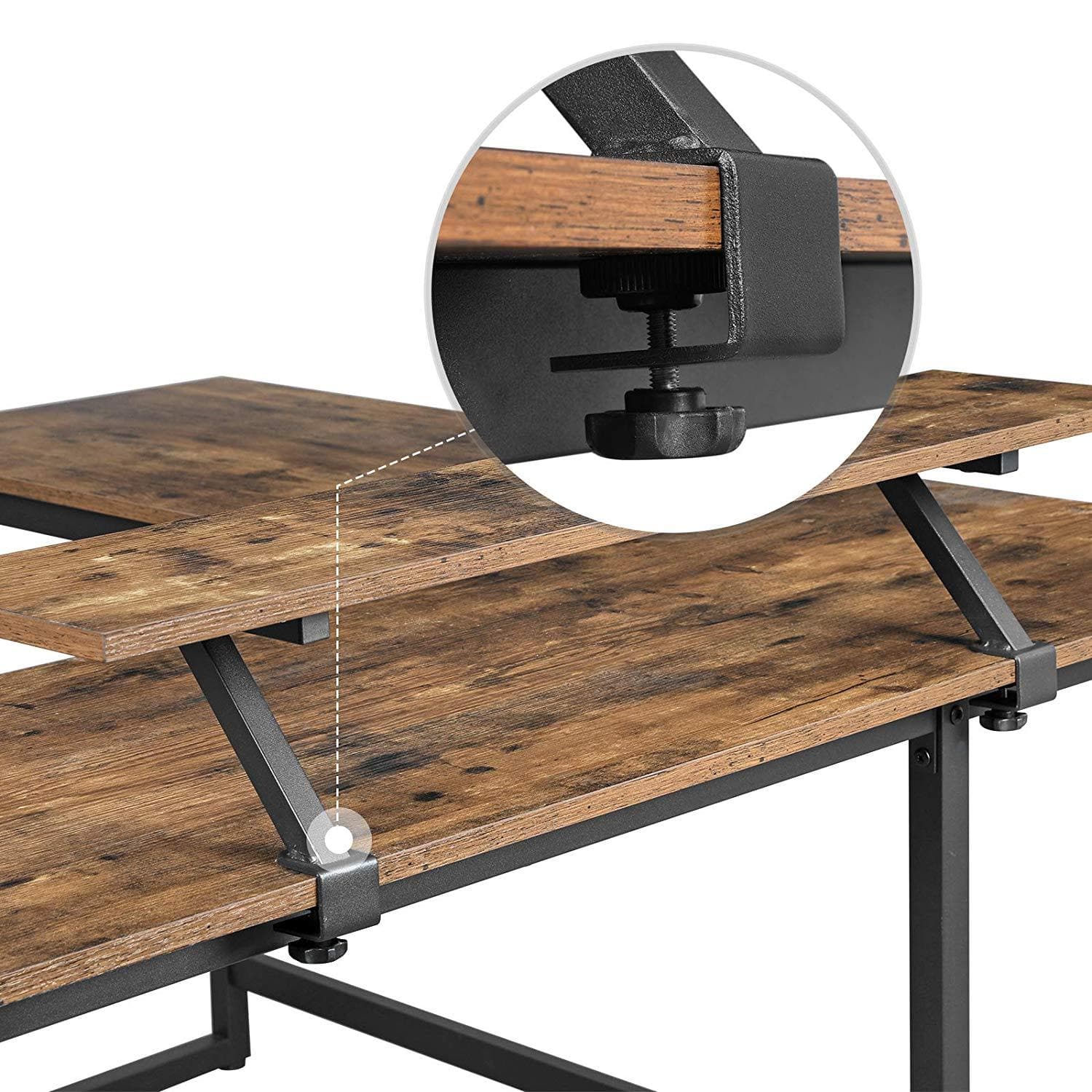 Nancy's Henderson Hoekbureau - Bureau - Computertafel - Bruin / Zwart - ± 140 x 130 x 90 cm
