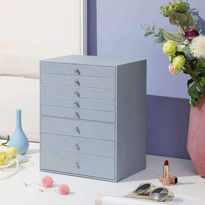 Nancy's Sieradendoos - Met 8 lagen - Juwelendoos - Sieradenbox - Grijs - 28,7 x 20,2 x 36,5 cm
