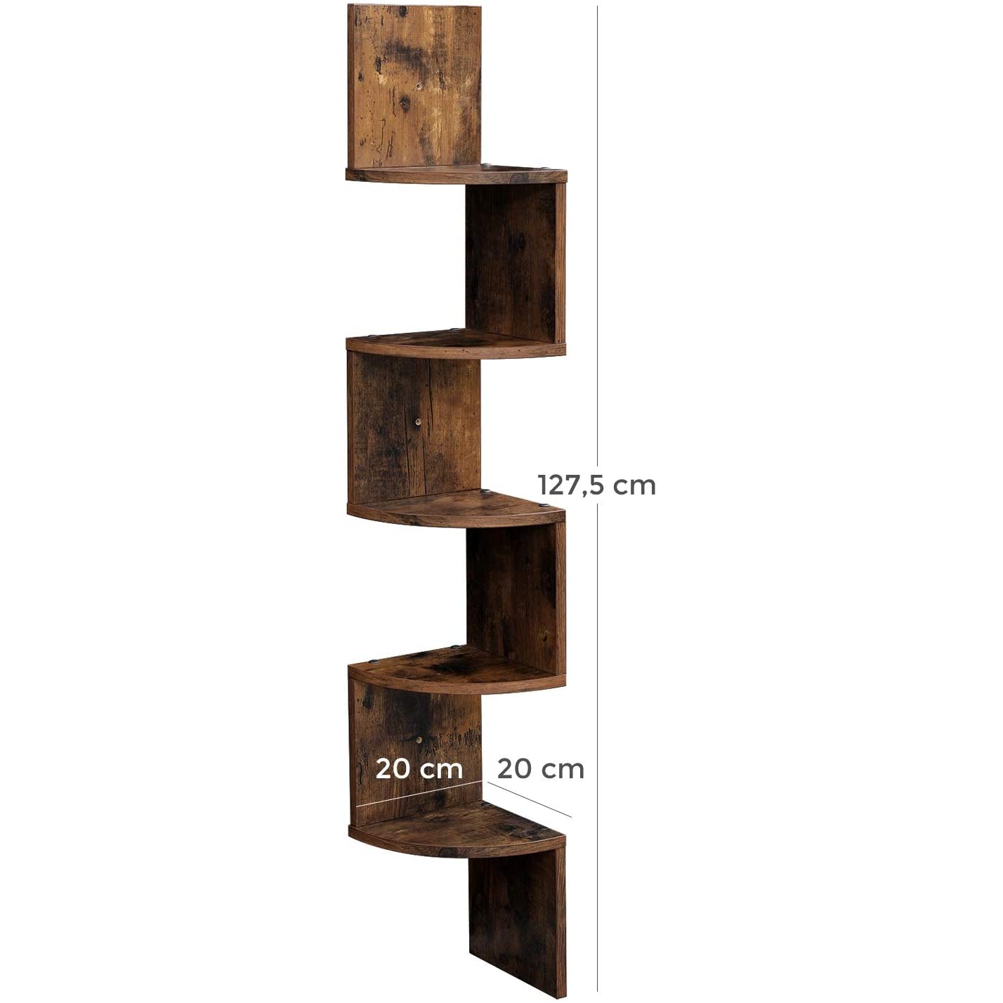 Nancy's Yunaon Boekenregaal - Wandrek - Wandregaal - Boekenplank - Vintage Bruin - ± 20 x 20 x 130 cm