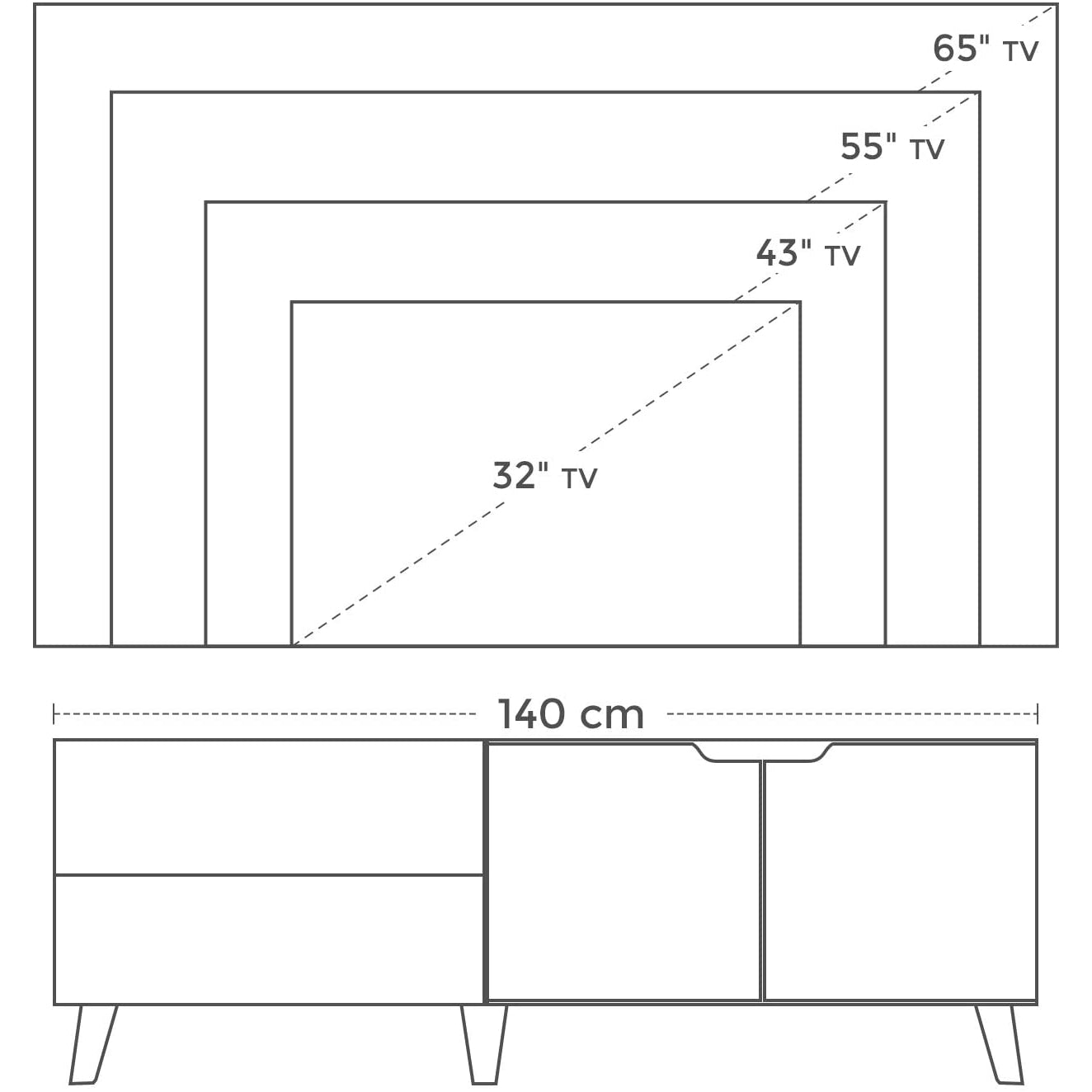 Meuble TV Nancy's Big Oaks 2 - Meuble TV Industriel - Table TV Rétro - Industriel - Marron - 140 x 40 x 50 cm 