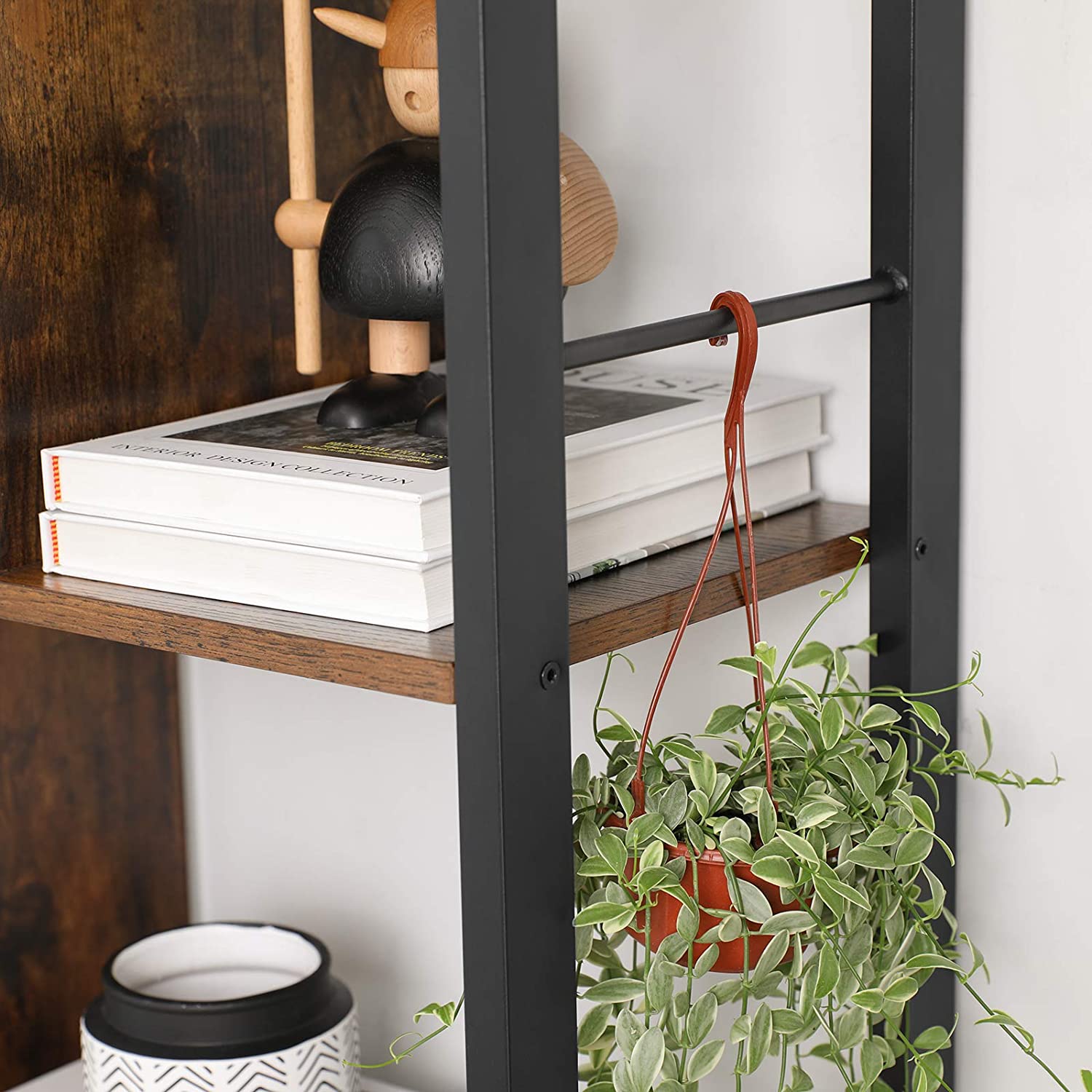 Nancy's Steve Boekenkast - Wandkast - Opbergkast - Vintage Bruin / Zwart - ± 75 x 30 x 155 cm
