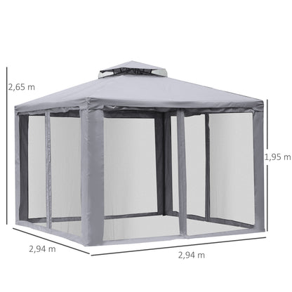 Nancy's Emmetsburg Tuinpaviljoen - Partytent - 4x Zijwanden - Polyester - Grijs -± 300 x 300 cm