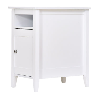 Nancy's Euclid Nachtkastje - Bijzettafel - Salontafel - Openslaande Deur - Opbergvak - 36 x 55 x 64 cm -Wit - MDF - Wit